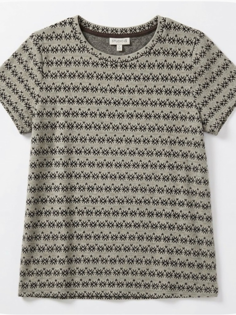STUDIO B Patterned Pullover Top, Women’s XL, Black Gray